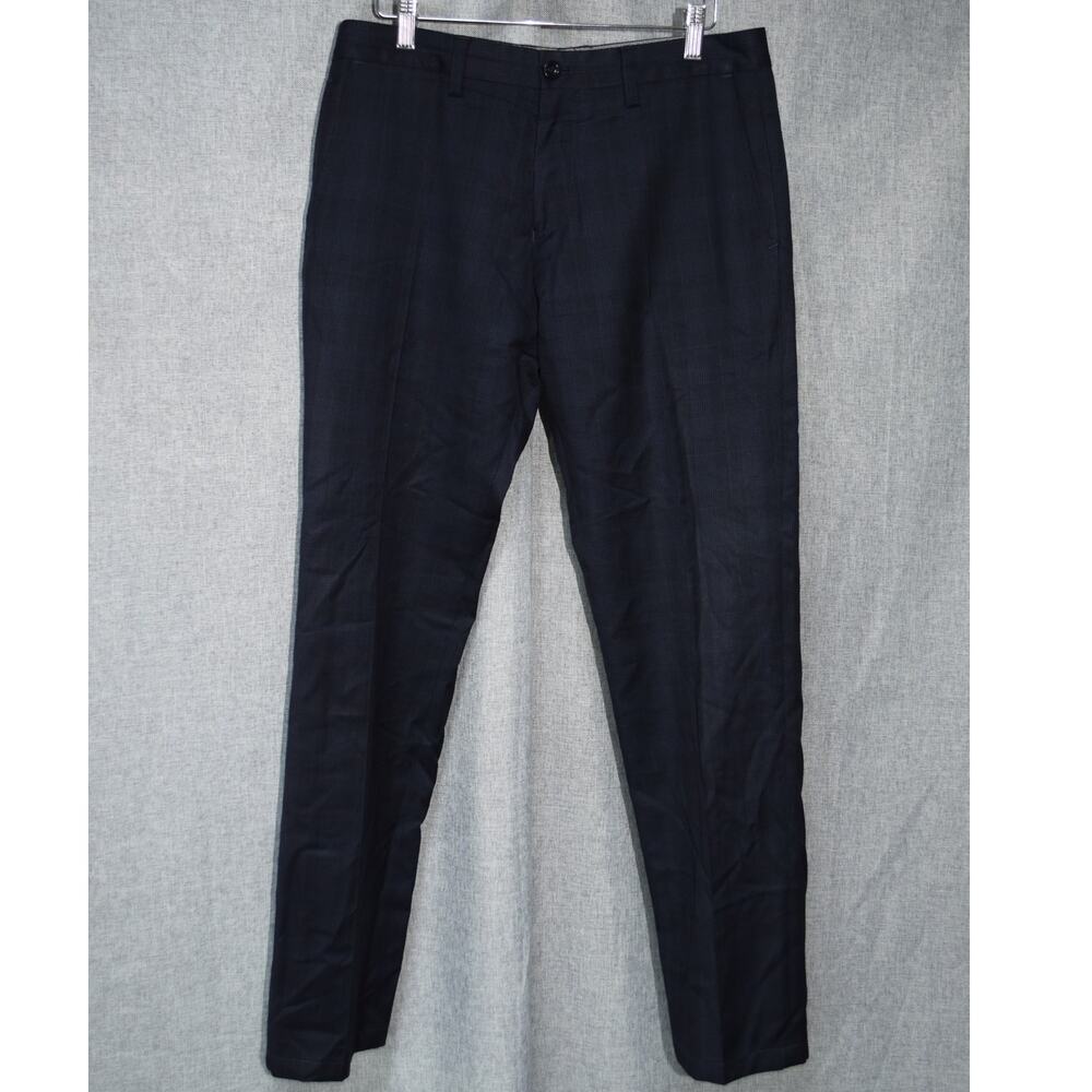 Hugo Boss Virgin Wool Navy Check Slim Trousers – Size 30